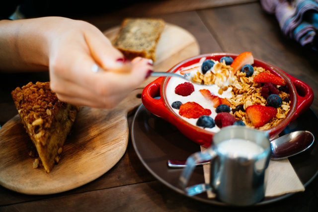In this example, we convert a healthy breakfast JPG photo to a BMP photo. The input file size is 83KB but the output is 1MB because BMPs aren't compressed. (Source: Pexels.)
