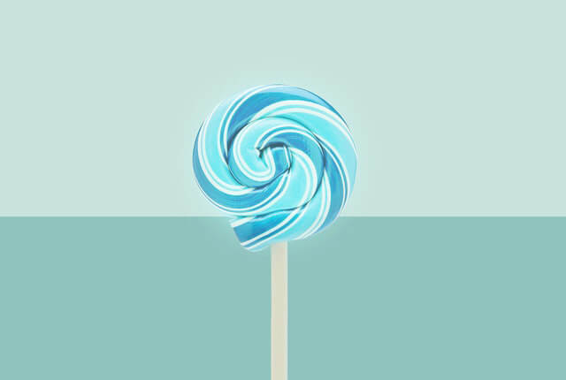 This example loads a JPG illustration of a lollipop in the input and by rounding the corners by different radiuses, creates a pebble-shaped JPG in the output. The bottom corners have a radius of 330px but the top corners have a radius of 120. When the corners are rounded, empty space forms and it's filled with the steel-blue color. (Source: Pexels.)