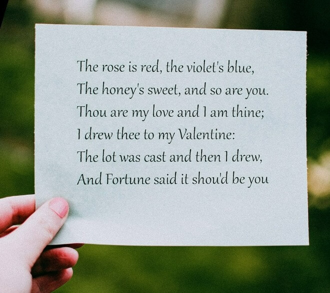 In this example, we highlight our favorite fragment in the Roses Are Red love poem. We use the rectangular selection shape and overlay it on the first and second lines of the poem. We fill this area with a lime color that is 30% transparent. (Source: Pexels.)